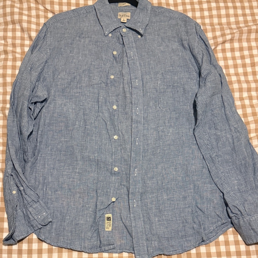 J. Crew slim Baird mcnutt Irish linen shirt style k7899 mini houndstooth spring